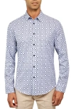 Brooklyn Brigade Stockton Square Geo Long Sleeve Shirt In Black/grey