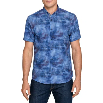 Brooklyn Brigade Textured Woven Short Sleeve Basic In Blue