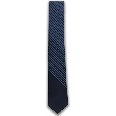 Brooklyn Brigade Variegated Stripe Cotton Tie In Navy/blue
