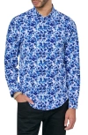 Brooklyn Brigade Watercolor Floral Long Sleeve Shirt In Blue