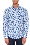 Brooklyn Brigade Watercolor Floral Long Sleeve Shirt In Blue