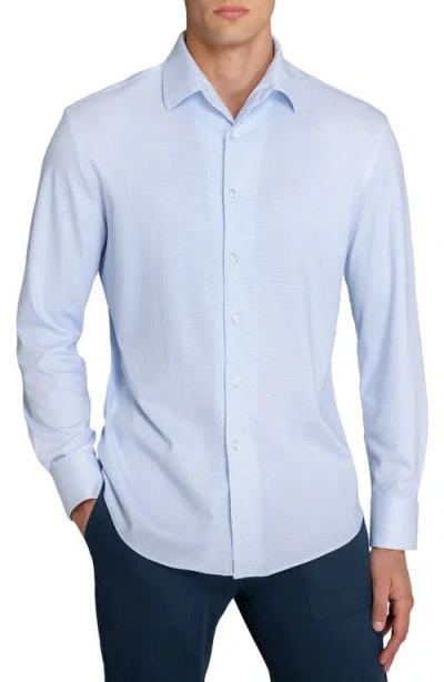 Brooklyn Brigade Wavy Print Knit Long Sleeve Basic In Blue