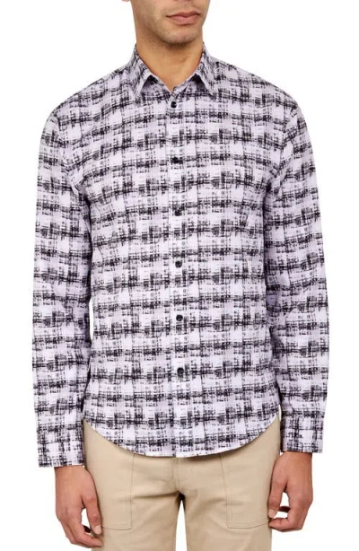 Brooklyn Brigade Williamsburg Abstract Check Long Sleeve Shirt In Black/grey