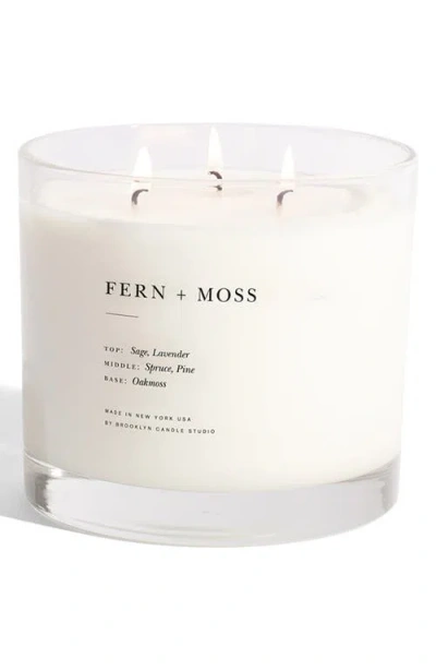 Brooklyn Candle Studio Fern + Moss Xl 3-wick Candle In White