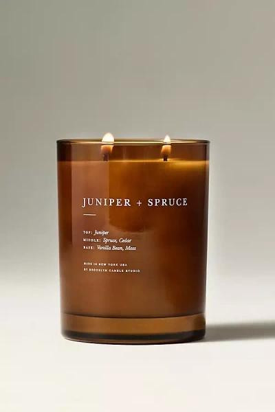 Brooklyn Candle Studio Woody Juniper & Spruce Glass Jar Candle In Brown