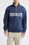 Brooklyn Industries Appliqué Half Zip Sweatshirt In Blue