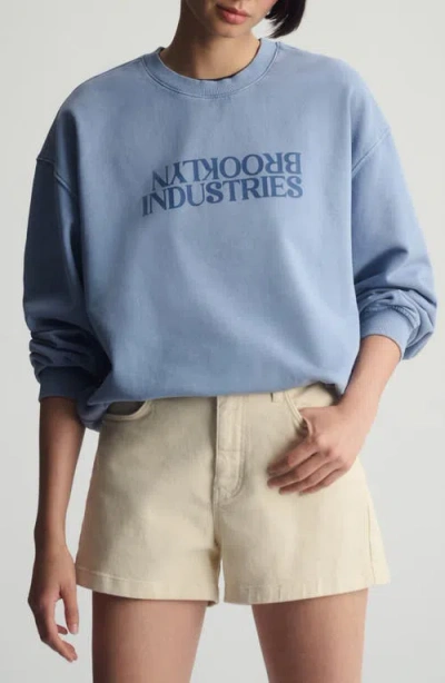 Brooklyn Industries Backward Logo Sweatshirt In Blue