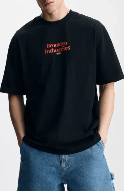 Brooklyn Industries Black Loose Fit Gaming Logo Graphic T-shirt