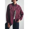 Brooklyn Industries Corduroy Collar Overshirt In Burgundy