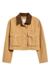 Brooklyn Industries Cotton Canvas Crop Jacket In Neutral