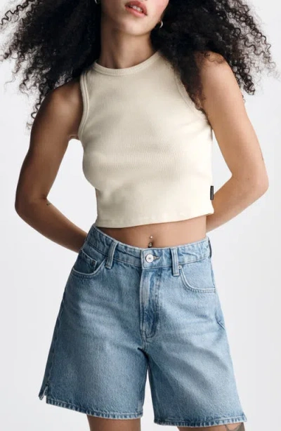 Brooklyn Industries Crop Cotton Rib Tank Top In Neutral