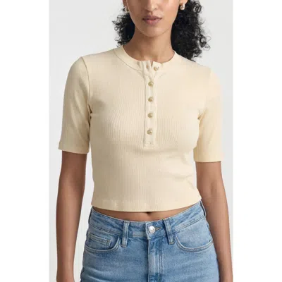 Brooklyn Industries Crop Henley Top In Neutral