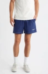 Brooklyn Industries Elastic Waist Cotton & Nylon Shorts In Blue