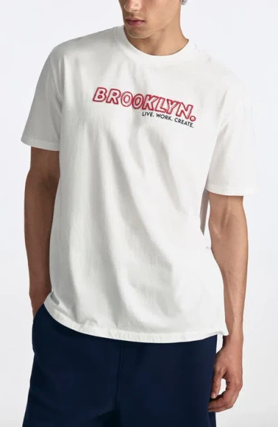Brooklyn Industries Embrouidered Logo Graphic T-shirt In White