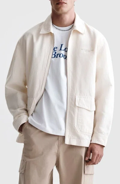 Brooklyn Industries Garment Dyed Cotton & Linen Zip Overshirt In Neutral