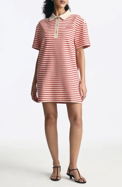 Brooklyn Industries Goji Stripe Short Sleeve Cotton Blend Polo Dress In Multi