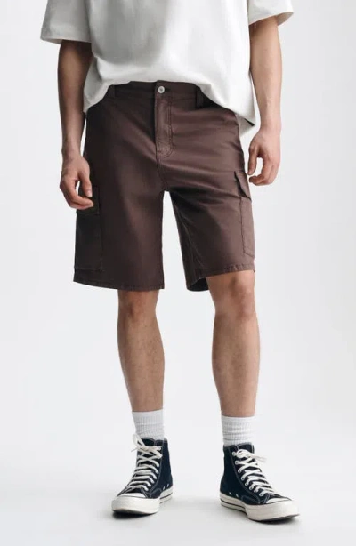 Brooklyn Industries Graham Straight Leg Stretch Cotton Cargo Shorts In Brown