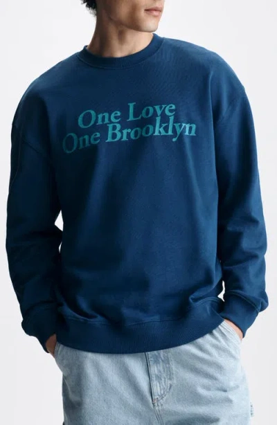 Brooklyn Industries Graphic Crewneck Sweatshirt In Blue