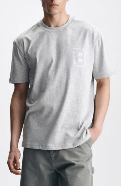 Brooklyn Industries Heathered Cotton Logo Graphic T-shirt In Gray