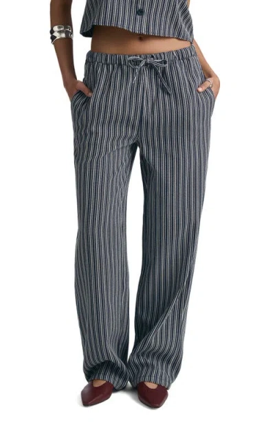 Brooklyn Industries Indigo Stripe Tie Waist Wide Leg Pants In Multi