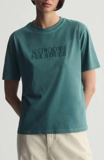 Brooklyn Industries Logo Cotton Graphic T-shirt In Green