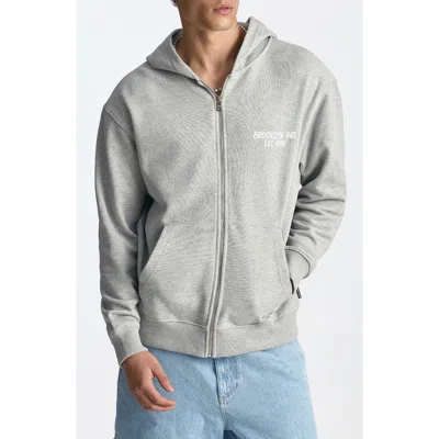Brooklyn Industries Logo Cotton Zip Hoodie In Gray