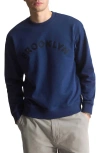 Brooklyn Industries Logo Embroidered Cotton Crewneck Sweatshirt In Blue
