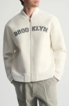 Brooklyn Industries Logo Graphic Zip Sweatshirt In White