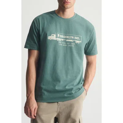 Brooklyn Industries Logo Truck Cotton Graphic T-shirt In Green