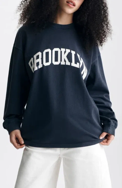 Brooklyn Industries Long Sleeve Graphic T-shirt In Blue