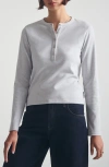Brooklyn Industries Long Sleeve Stretch Cotton Crop Henley In Gray
