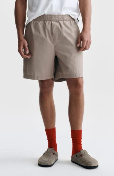 Brooklyn Industries Loose Fit Cotton Elastic Waist Shorts In Brown