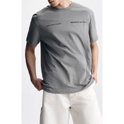 Brooklyn Industries Loose Fit Cotton Graphic T-shirt In Gray