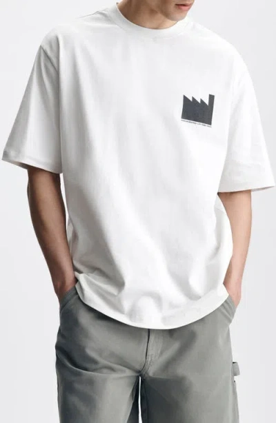 Brooklyn Industries Loose Fit Cotton Graphic T-shirt In White