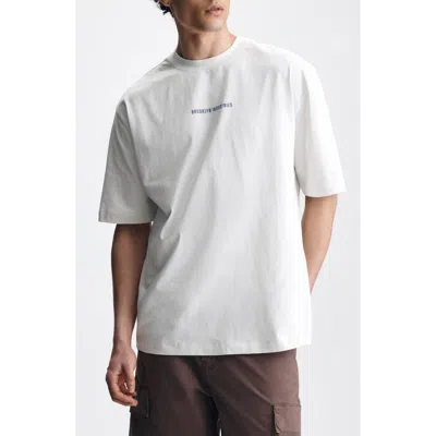 Brooklyn Industries Loose Fit Water Tower Cotton Graphic T-shirt In White