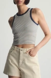 Brooklyn Industries Outher Space Stripe Rib Stretch Cotton Crop Tank