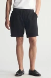 Brooklyn Industries Pull-on Loose Fit Cotton & Linen Shorts In Black