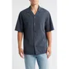 Brooklyn Industries Short Sleeve Cotton Button-up Shirt In Blue
