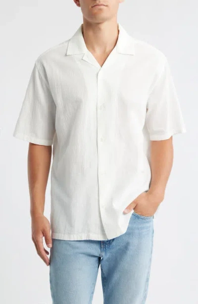 Brooklyn Industries Short Sleeve Cotton Button-up Shirt In White