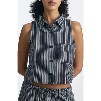 Brooklyn Industries Sleeveless Button-up Shirt In Black