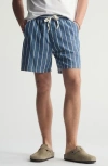 Brooklyn Industries Stripe Pull-on Loose Fit Shorts In Blue