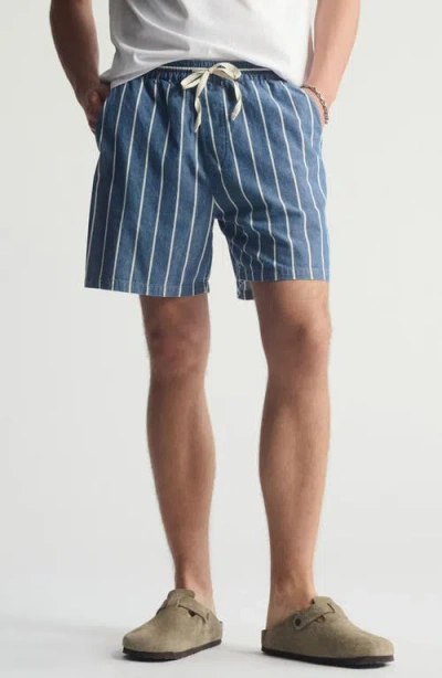 Brooklyn Industries Stripe Pull-on Loose Fit Shorts In Blue