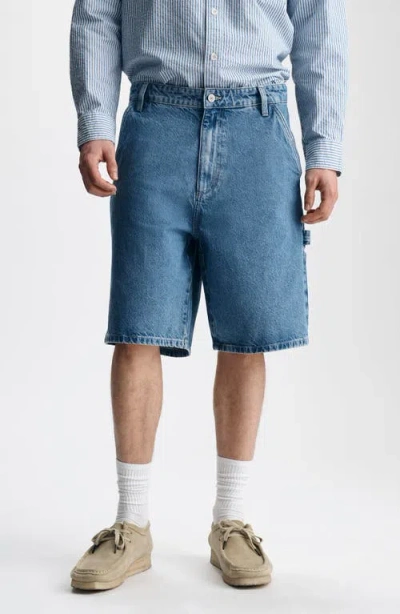 Brooklyn Industries Williamsburg Relaxed Fit Cotton Denim Carpenter Shorts In Blue