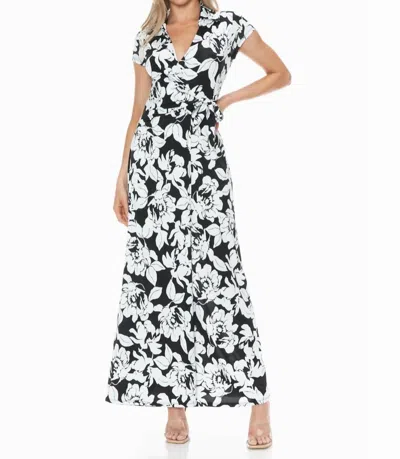 Brooklyn Isles Faux Wrap Floral Maxi Dress In Multi In Gray
