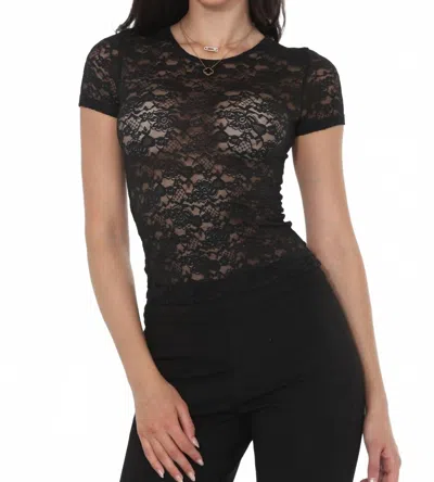 Brooklyn Isles Lace Short Sleeve Tee In Black