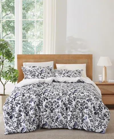 Brooklyn Loom Ava Floral 3-piece Duvet Cover Set, Full/queen In Blue