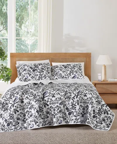 Brooklyn Loom Ava Floral 3-piece Quilt Set, King In Blue