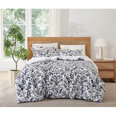 Brooklyn Loom Ava Floral Duvet Set In White,blue