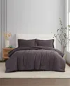 Brooklyn Loom Brookyln Loom 100% Linen Cover 3-pc. Comforter Set, Full/queen In Charcoal