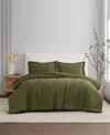 Brooklyn Loom Brookyln Loom 100% Linen Cover 3-pc. Comforter Set, Full/queen In Moss Green
